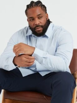 Calvin Klein Big & Tall Stretch Poplin Slim Fit Shirt - Blue -Barbou Clothing Shop VGY88 SQ5 0000000020 BLUE MDd1