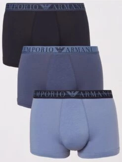 Emporio Armani Bodywear Mixed Waistband 3 Pack Trunk - Blue