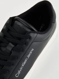 Calvin Klein Jeans Classic Cupsole Lace-Up Leather Trainer - Black/White -Barbou Clothing Shop VGY9C SQ6 0000000019 BLACK WHITE SLd