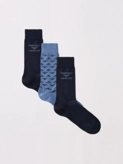 Emporio Armani Bodywear Bodywear Men's 3 Pack Short Socks - Blue