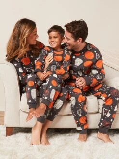 Very Man Men's Family Halloween Pumpkin Pyjama Set - Black 