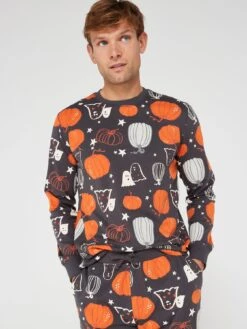 Very Man Men's Family Halloween Pumpkin Pyjama Set - Black  -Barbou Clothing Shop VGYP0 SQ5 0000000292 BLACK MULTI MDd