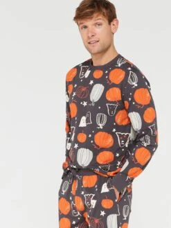Very Man Men's Family Halloween Pumpkin Pyjama Set - Black  -Barbou Clothing Shop VGYP0 SQ6 0000000292 BLACK MULTI MDd1