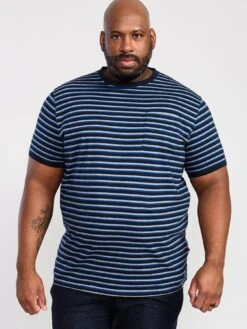D555 Beamont Jacquard Stripe T-Shirt - Navy
