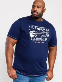 D555 Bronte All American Guitar Printed T-Shirt - Navy