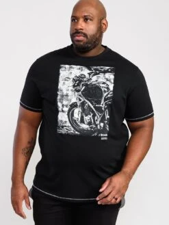 D555 Pinewood Photographic Bike Printed T-Shirt - Black