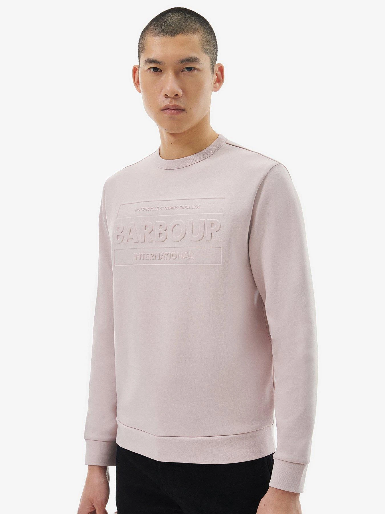 Barbour International Stamp Embossed Crew Neck Sweatshirt - Pink 1 Barbour International Stamp Embossed Crew Neck Sweatshirt - Pink
