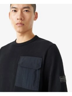 Barbour International Banks Arm Badge Crew Neck Sweatshirt - Black -Barbou Clothing Shop VHIKH SQ4 0000000004 BLACK MDd