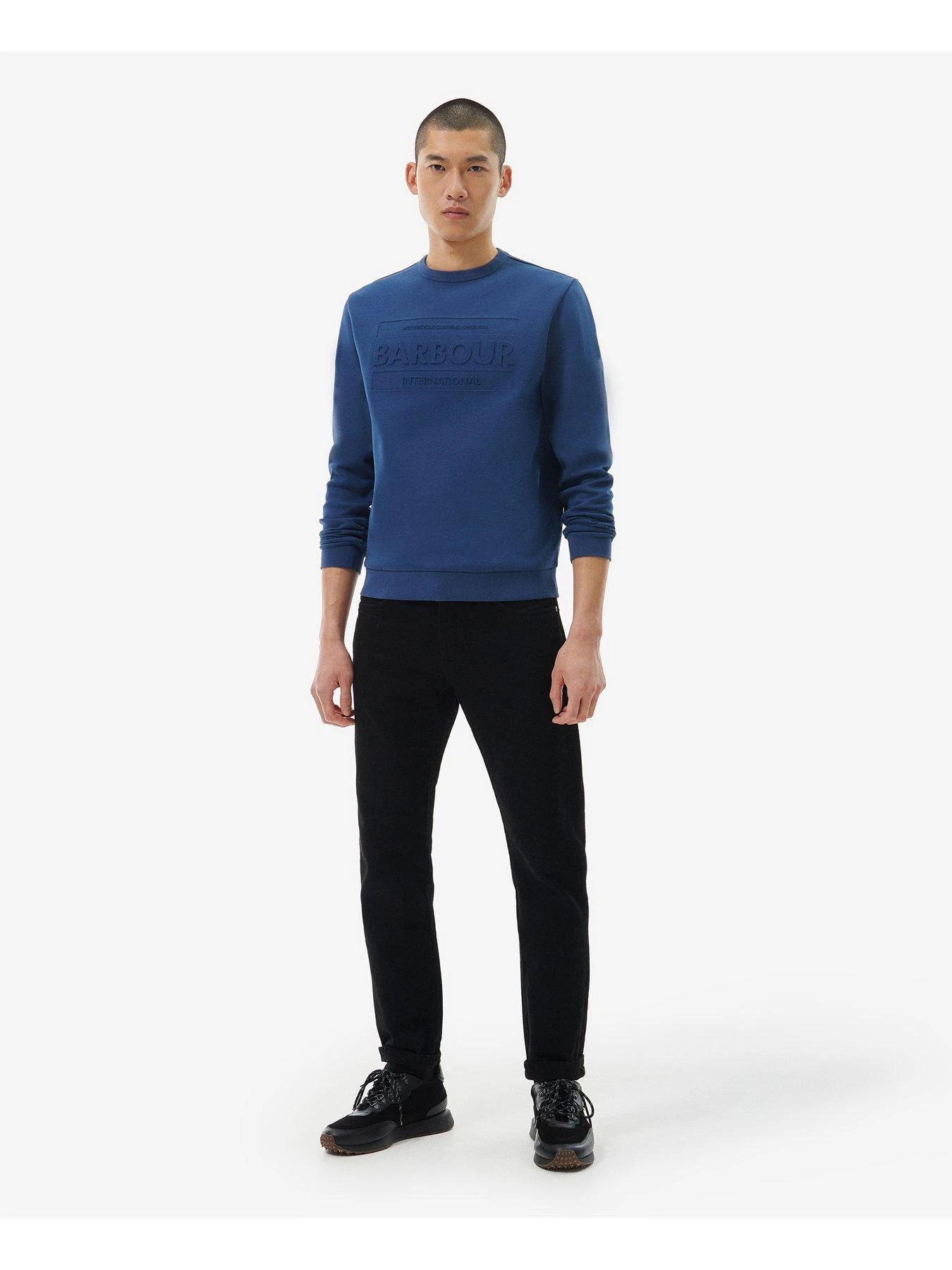 Barbour International Stamp Embossed Crew Neck Sweatshirt - Blue 3 Barbour International Stamp Embossed Crew Neck Sweatshirt - Blue - Image 3
