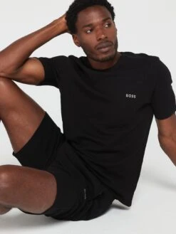 BOSS Bodywear Waffle Lounge T-shirt - Black -Barbou Clothing Shop VIINR SQ4 0000000004 BLACK MDd
