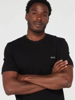 BOSS Bodywear Waffle Lounge T-shirt - Black -Barbou Clothing Shop VIINR SQ5 0000000004 BLACK MDd1