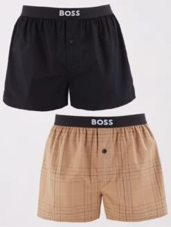 BOSS Bodywear 2 Pack Boxer Shorts - Beige/Black