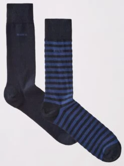 BOSS Bodywear 2 Pack Rs Stripe Cc Socks - Dark Blue