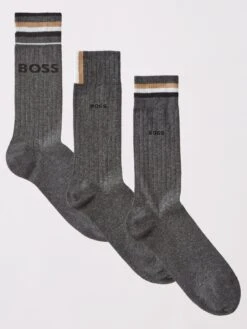 BOSS Bodywear 3 Pack Rs Rib Iconic Cc Socks - Grey