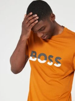 BOSS Tee 1 Bi Colour Logo T-shirt Regular Fit T-shirt -Barbou Clothing Shop VIOQ0 SQ4 0000001073 DARK YELLOW MDd