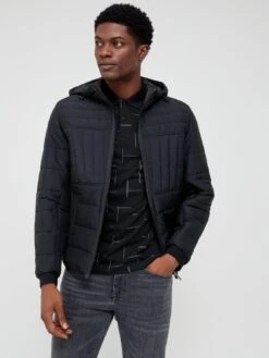 BOSS Omir1 Hooded Quilted Jacket - BlackĀ
