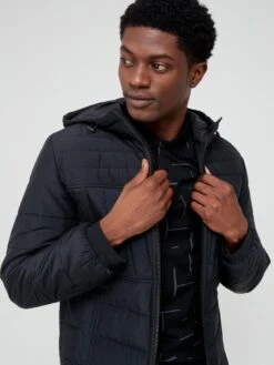 BOSS Omir1 Hooded Quilted Jacket - Black  -Barbou Clothing Shop VIORV SQ5 0000000004 BLACK MDd1