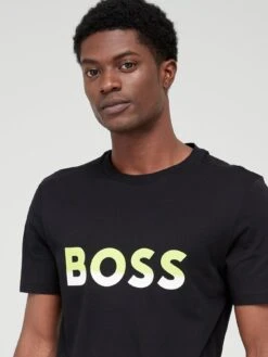 BOSS Bi-Colour Logo Regular Fit T-shirt - Black  -Barbou Clothing Shop VIOVS SQ4 0000000004 BLACK MDd