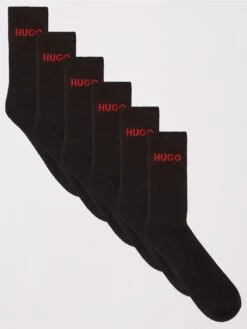 HUGO Bodywear 6P Qs Rib Logo Cc Socks - Black