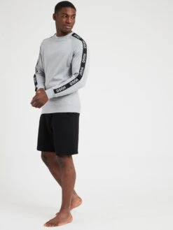 HUGO Sporty Tape Logo Lounge Sweatshirt - Medium Grey 6 HUGO Sporty Tape Logo Lounge Sweatshirt - Medium Grey -Barbou Clothing Shop VIS0P SQ3 0000000005 GREY MDo