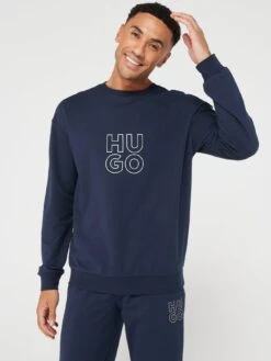 HUGO Bodywear Stacked Sweatshirt - Dark Blue