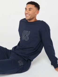 HUGO Bodywear Stacked Sweatshirt - Dark Blue -Barbou Clothing Shop VIS0S SQ4 0000000354 DARK BLUE MDd