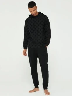 HUGO Bodywear Flock Aop Hoodie - Black -Barbou Clothing Shop VIS0T SQ3 0000000004 BLACK MDo