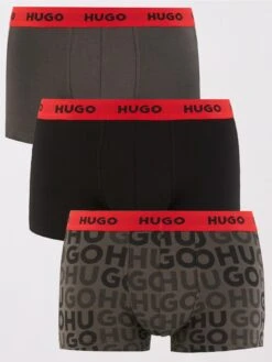 HUGO Bodywear 3 Pack Design Trunk - Dark Grey