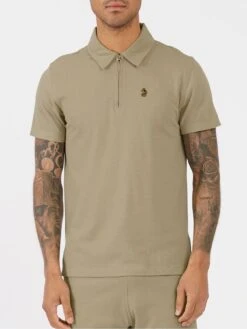 Luke 1977 Zip Neck Polo Shirt - Beige