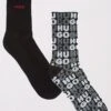 HUGO Bodywear 2P Qs Stack Allover Socks - Black