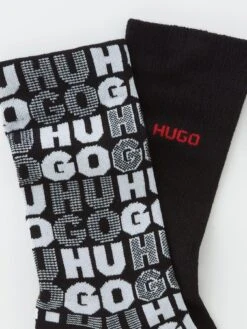 HUGO Bodywear 2P Qs Stack Allover Socks - Black -Barbou Clothing Shop VIS4D SQ3 0000000004 BLACK SLd1