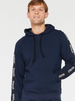 HUGO Sporty Tape Logo Lounge Hoodie - Dark Blue -Barbou Clothing Shop VIS80 SQ4 0000000354 DARK BLUE MDd
