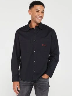 HUGO Erato Oversize Long Sleeve Shirt - Black