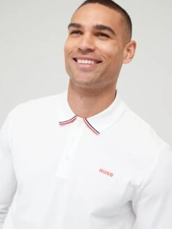 HUGO Donol222 Long Sleeve Polo Shirt - White  -Barbou Clothing Shop VIZ2W SQ4 0000000013 WHITE MDd