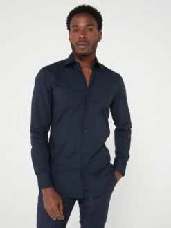 BOSS Hank Kent Slim Fit Shirt - Dark Blue