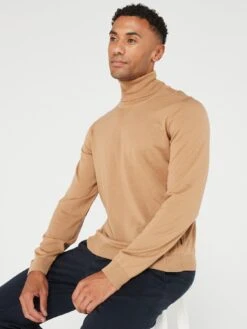 BOSS Musso-p Roll Neck Jumper - Dark Beige -Barbou Clothing Shop VJ7ZX SQ4 0000000278 DARK BEIGE MDd