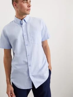 Burton Menswear London Burton Short Sleeve Oxford Shirt - Blue