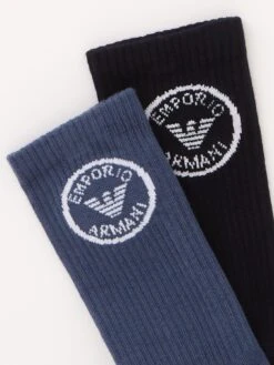 Emporio Armani Bodywear 2 Pack Short Socks -Barbou Clothing Shop VJEV9 SQ3 0000000048 NAVY SLd1