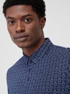 Armani Exchange Allover Print Polo Shirt -Barbou Clothing Shop VJF1G SQ4 0000000048 NAVY MDd