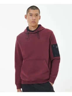 Barbour International Tempo Patch Pocket Overhead Hoodie - Red