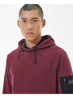 Barbour International Tempo Patch Pocket Overhead Hoodie - Red -Barbou Clothing Shop VJGH8 SQ4 0000000017 RED MDd