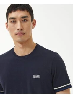 Barbour International Cooper Tipped Cuff T-Shirt - Navy -Barbou Clothing Shop VJGHA SQ4 0000000048 NAVY MDd