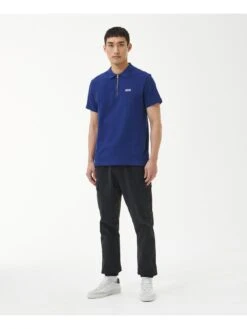 Barbour International Gauge Zip Polo Shirt - Blue -Barbou Clothing Shop VJGHT SQ3 0000000020 BLUE MDo