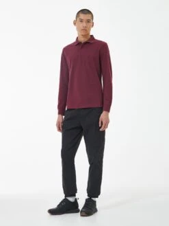 Barbour International Very Exclusive - Tipped Long Sleeve Polo Shirt - Red -Barbou Clothing Shop VJGI3 SQ3 0000000017 RED MDo