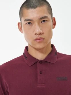 Barbour International Very Exclusive - Tipped Long Sleeve Polo Shirt - Red -Barbou Clothing Shop VJGI3 SQ4 0000000017 RED MDd
