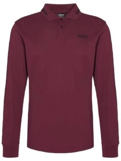 Barbour International Very Exclusive - Tipped Long Sleeve Polo Shirt - Red -Barbou Clothing Shop VJGI3 SQ5 0000000017 RED MDd1