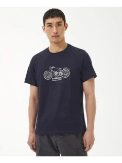 Barbour International Gear Motorcycle Graphic T-Shirt - Navy
