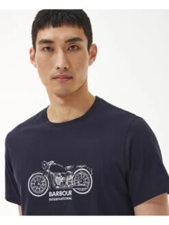 Barbour International Gear Motorcycle Graphic T-Shirt - Navy -Barbou Clothing Shop VJGK4 SQ4 0000000048 NAVY MDd