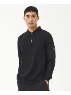 Barbour International Breaker Long Sleeve Zip Polo Shirt - Black