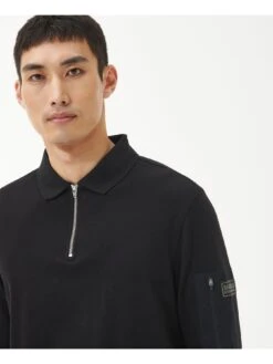 Barbour International Breaker Long Sleeve Zip Polo Shirt - Black -Barbou Clothing Shop VJGKK SQ4 0000000004 BLACK MDd